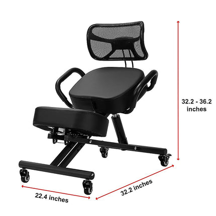 Ergonomic Kneeling Posture Chair with Backrest Adjustable Height and Casters.