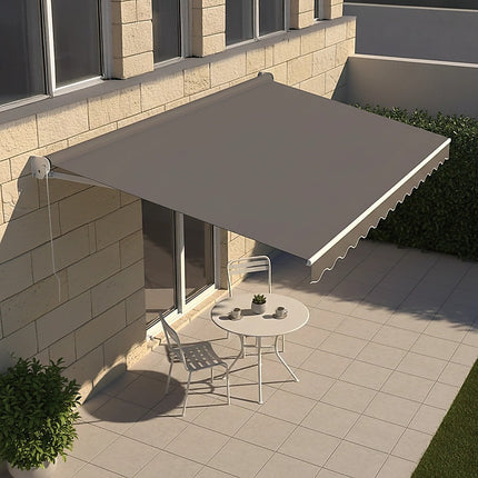 Outdoor Folding Arm Awning Retractable Sunshade Canopy Grey 4.0m x 3.0m.