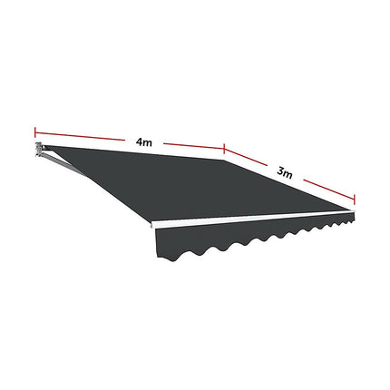 Outdoor Folding Arm Awning Retractable Sunshade Canopy Grey 4.0m x 3.0m.