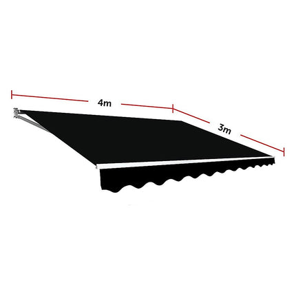 Outdoor Folding Arm Awning Retractable Sunshade Canopy Black 4.0m x 3.0m.
