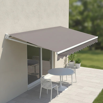 Motorised Outdoor Folding Arm Awning Retractable Sunshade Canopy Grey 3.0m x 2.5m.