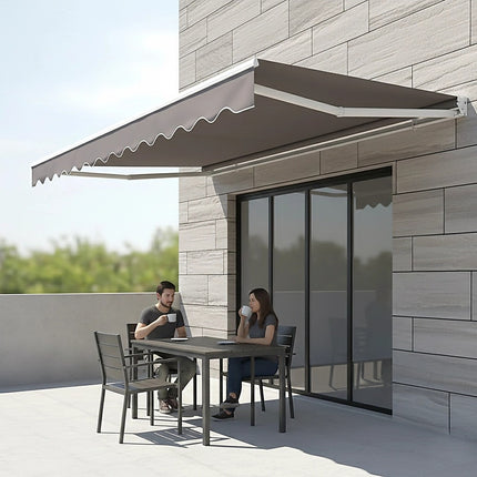 Motorised Outdoor Folding Arm Awning Retractable Sunshade Canopy Grey 3.0m x 2.5m.