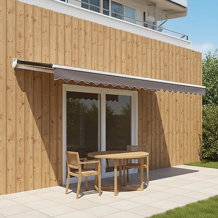 Motorised Outdoor Folding Arm Awning Retractable Sunshade Canopy Grey 3.0m x 2.5m.
