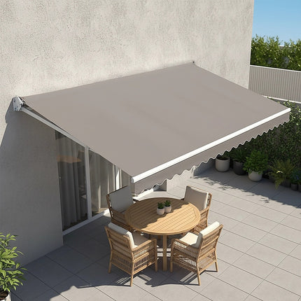 Motorised Outdoor Folding Arm Awning Retractable Sunshade Canopy Grey 4.0m x 2.5m.