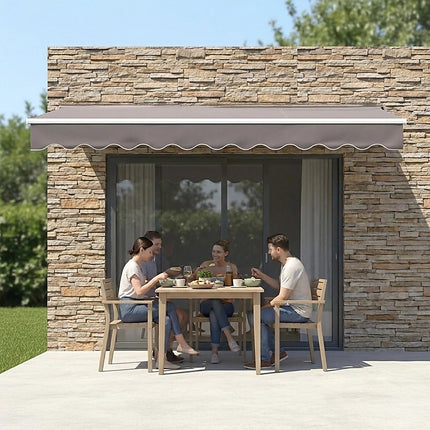 Motorised Outdoor Folding Arm Awning Retractable Sunshade Canopy Grey 4.0m x 2.5m.