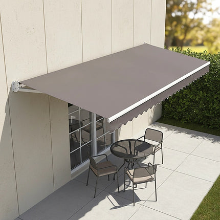 Motorised Outdoor Folding Arm Awning Retractable Sunshade Canopy Grey 4.0m x 2.5m.