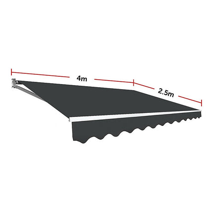 Motorised Outdoor Folding Arm Awning Retractable Sunshade Canopy Grey 4.0m x 2.5m.
