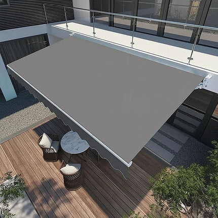 Motorised Outdoor Folding Arm Awning Retractable Sunshade Canopy Grey 5.0m x 2.5m.