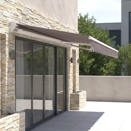 Motorised Outdoor Folding Arm Awning Retractable Sunshade Canopy Grey 5.0m x 2.5m.