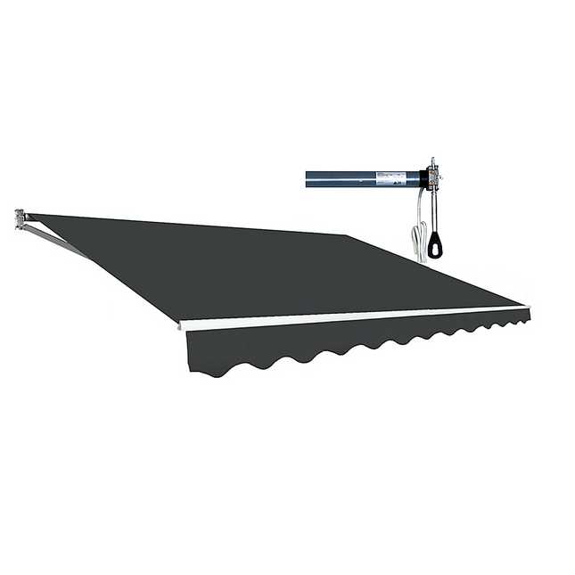 Motorised Outdoor Folding Arm Awning Retractable Sunshade Canopy Grey 5.0m x 2.5m.
