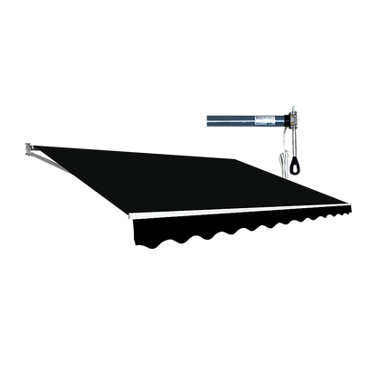 Motorised Outdoor Folding Arm Awning Retractable Sunshade Canopy Black 5.0m x 3.0m.