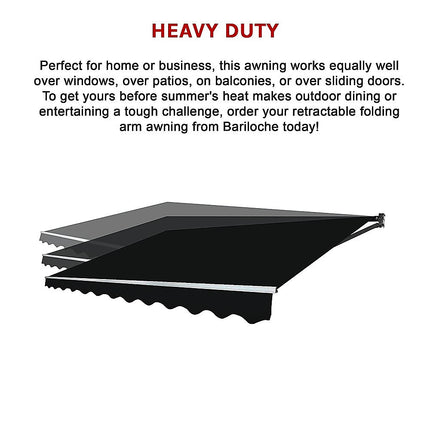 Motorised Outdoor Folding Arm Awning Retractable Sunshade Canopy Black 5.0m x 3.0m.