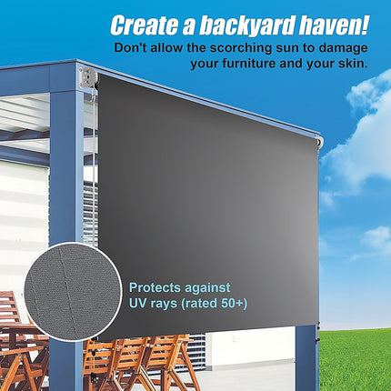 Retractable Straight Drop Roll Down Awning Garden Patio Screen 3.0X2.5M.
