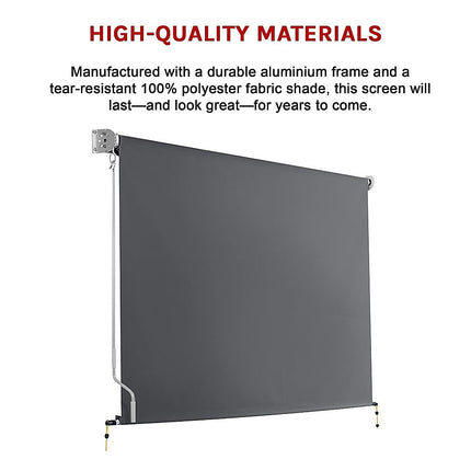 Retractable Straight Drop Roll Down Awning Garden Patio Screen 3.0X2.5M.