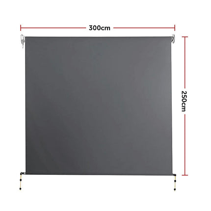 Retractable Straight Drop Roll Down Awning Garden Patio Screen 3.0X2.5M.