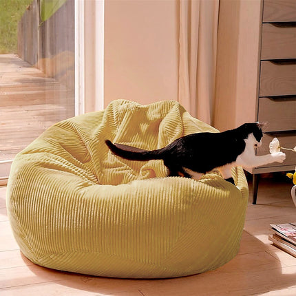 Jumbo Cord Beanbag Chair Cover Unfilled Large Bean Bag - Mustard.