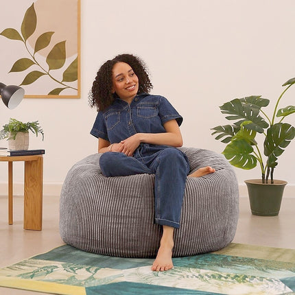 Jumbo Cord Beanbag Chair Cover Unfilled Large Bean Bag - Grey.