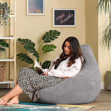 Jumbo Cord Beanbag Chair Cover Unfilled Large Bean Bag - Grey.