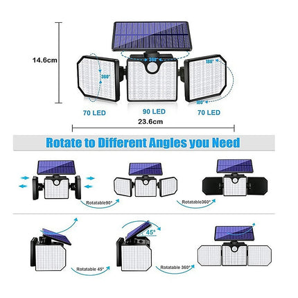 230 LED Solar Lights Outdoor 260LM Waterproof Motion Sensor Security Wall Lamp.