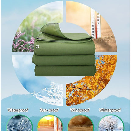 3x4M Army Heavy Duty Waterproof Canvas Tarp Tarpaulin Sun Blocked Dustproof.