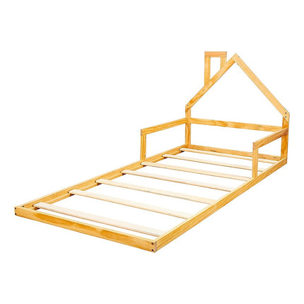 Pine Wood Floor Bed House Frame for Kids and Toddlers.