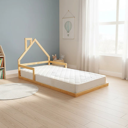 Pine Wood Floor Bed House Frame for Kids and Toddlers.