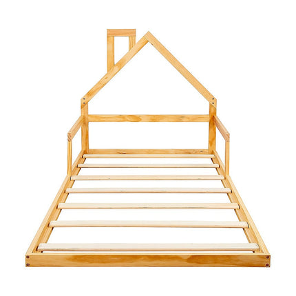 Pine Wood Floor Bed House Frame for Kids and Toddlers.