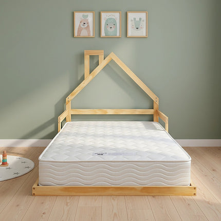 Pine Wood Floor Bed House Frame for Kids and Toddlers.