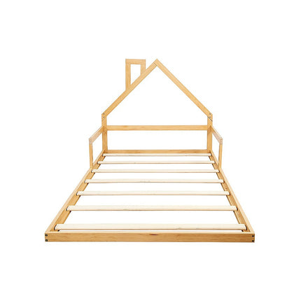 Pine Wood Floor Bed House Frame for Kids and Toddlers.