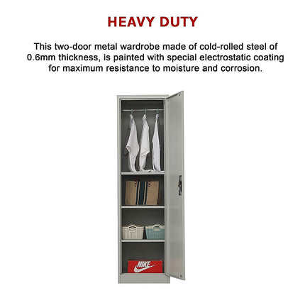 Single-Door Metal Tall Cabinet Shelf Storage for Home Office Gym.