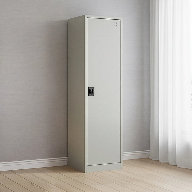 Single-Door Metal Tall Cabinet Shelf Storage for Home Office Gym.