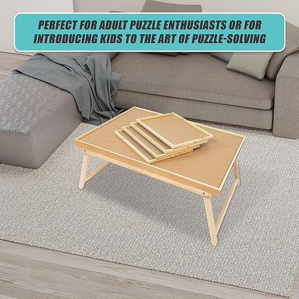1500 Piece Wooden Jigsaw Puzzle Table – 67x87cm Puzzle Board with Folding Legs.