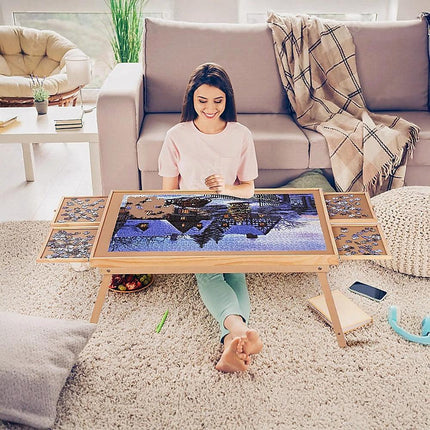 1500 Piece Wooden Jigsaw Puzzle Table – 67x87cm Puzzle Board with Folding Legs.