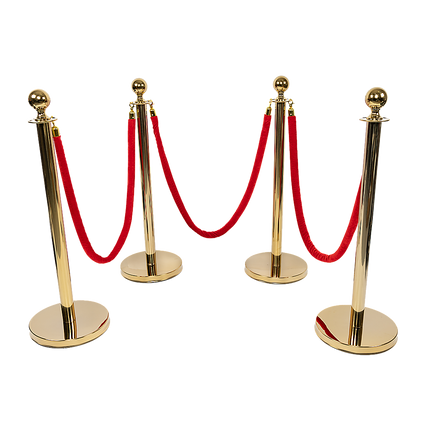 4 x Queue Barriers + 3 Ropes Exhibition Crowd Control Bollards.
