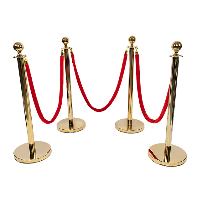 4 x Queue Barriers + 3 Ropes Exhibition Crowd Control Bollards.