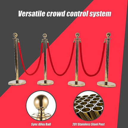 4 x Queue Barriers + 3 Ropes Exhibition Crowd Control Bollards.