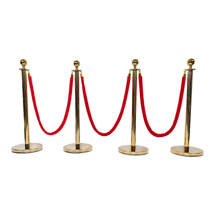 4 x Queue Barriers + 3 Ropes Exhibition Crowd Control Bollards.