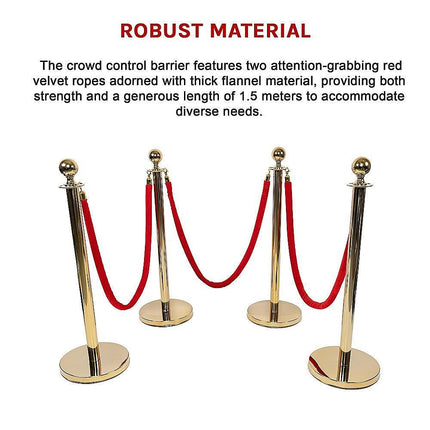 4 x Queue Barriers + 3 Ropes Exhibition Crowd Control Bollards.