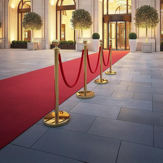 4 x Queue Barriers + 3 Ropes Exhibition Crowd Control Bollards.