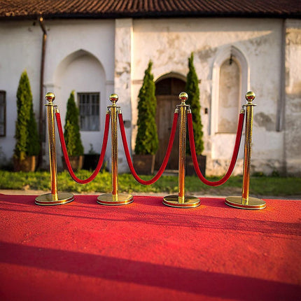 4 x Queue Barriers + 3 Ropes Exhibition Crowd Control Bollards.