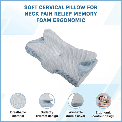 Soft Cervical Pillow for Neck Pain Relief Memory Foam Ergonomic.
