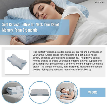 Soft Cervical Pillow for Neck Pain Relief Memory Foam Ergonomic.