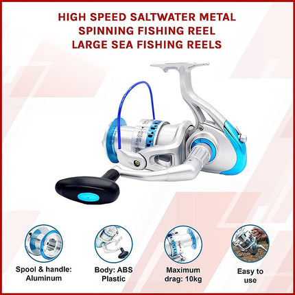 High Speed Saltwater Metal Spinning Fishing Reel Large Sea Fishing Reels.
