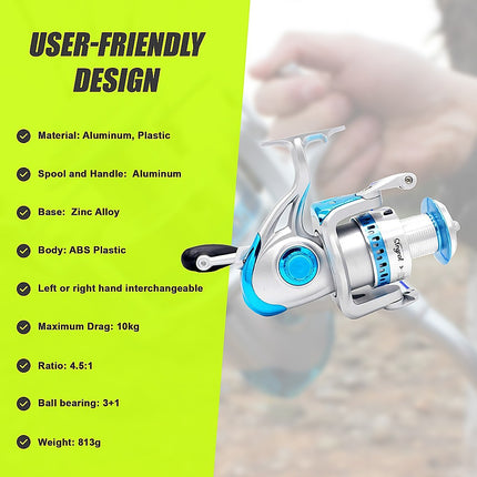 High Speed Saltwater Metal Spinning Fishing Reel Large Sea Fishing Reels.