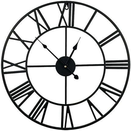60cm Industrial Large Wall Clock, Round Metal Wall Clocks Roman Numerals Style.