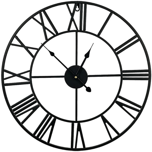 60cm Industrial Large Wall Clock, Round Metal Wall Clocks Roman Numerals Style.