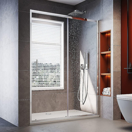 130-140cm Adjustable Wall to Wall Sliding Glass Shower Door in Chrome.