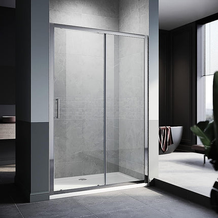 140-150cm Adjustable Wall to Wall Sliding Glass Shower Door in Chrome.