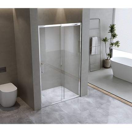 130-140cm Adjustable Wall to Wall Sliding Glass Shower Door in Chrome.