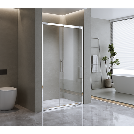 130-140cm Adjustable Wall to Wall Sliding Glass Shower Door in Chrome.